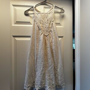 Women's S crochet lace summer dress sleeveless mini cream